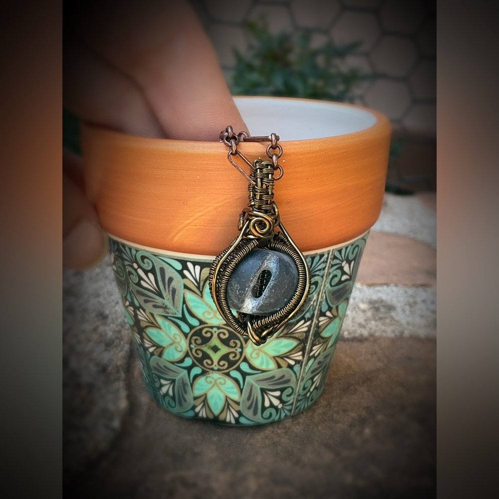Hand Crafted Carved Jasper Bead Pendant